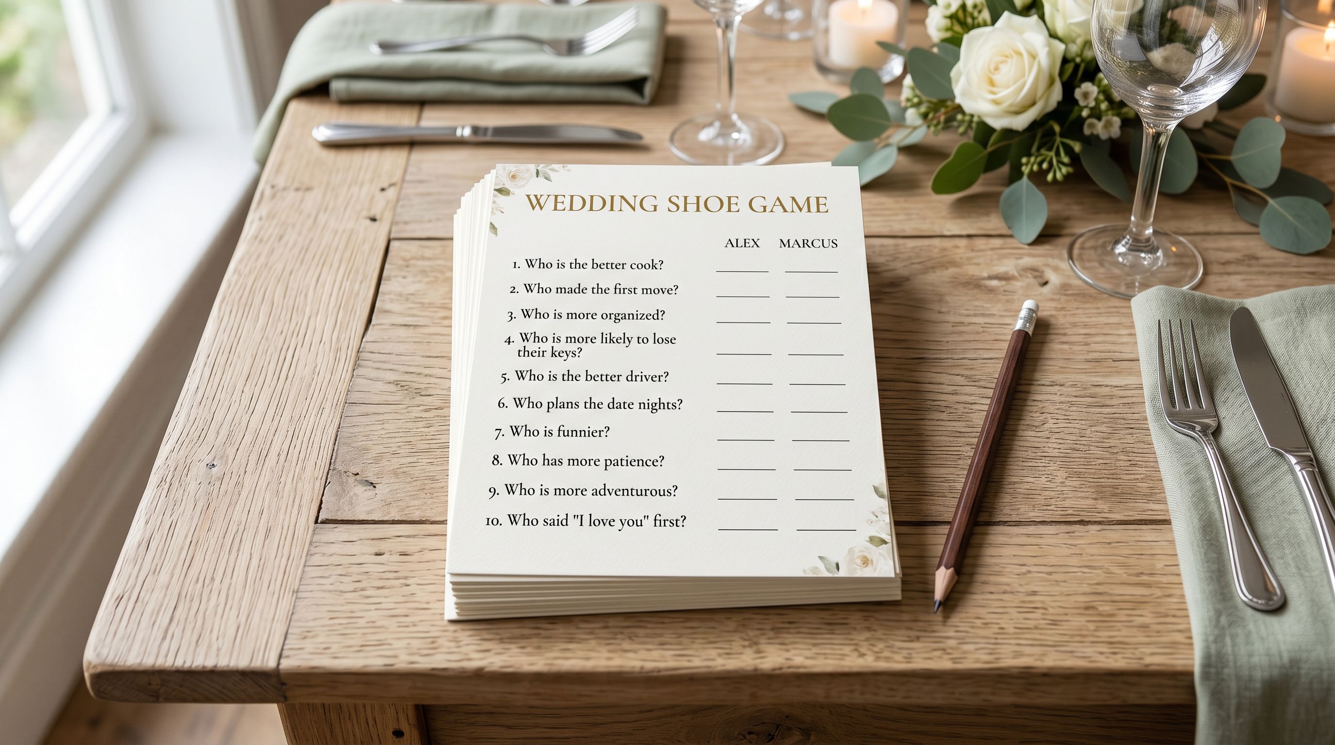 Wedding shoe game cards